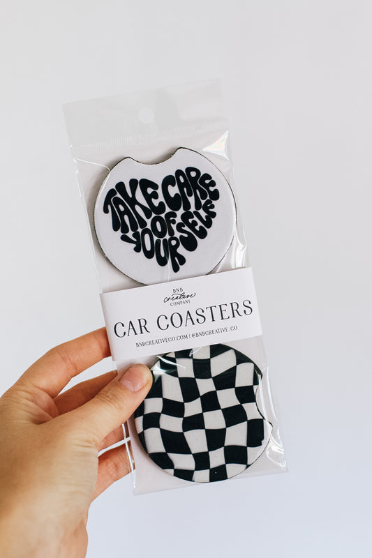 Take Care of Yourself Car Coasters