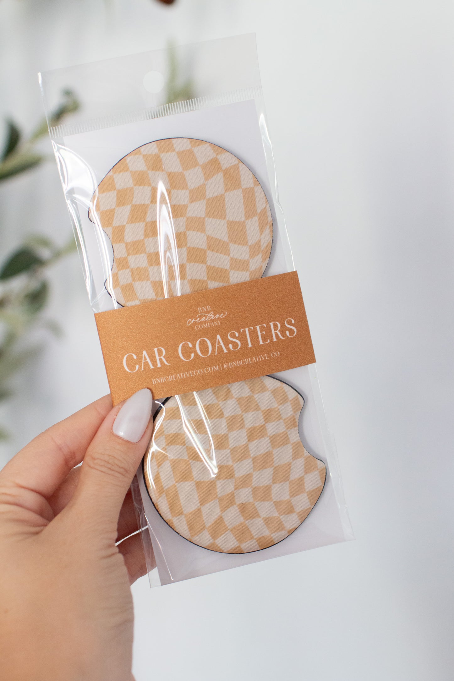 Boho Checkered Car Coasters