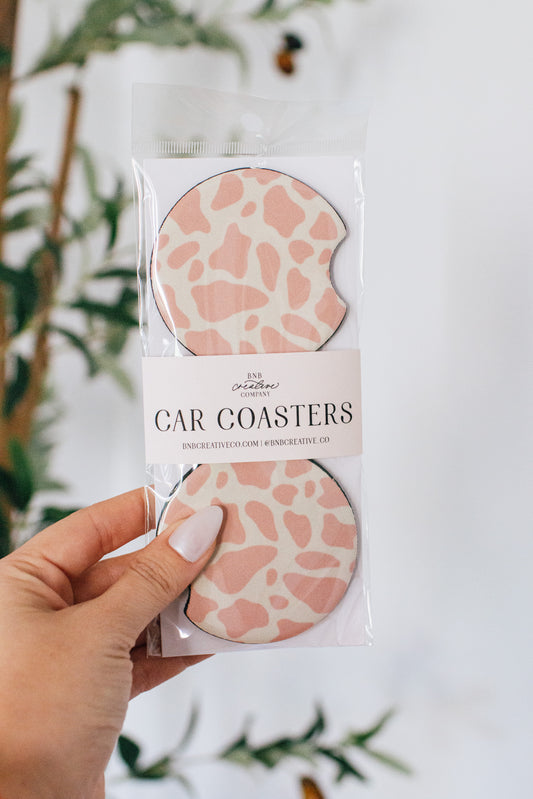 Cow Print Car Coasters