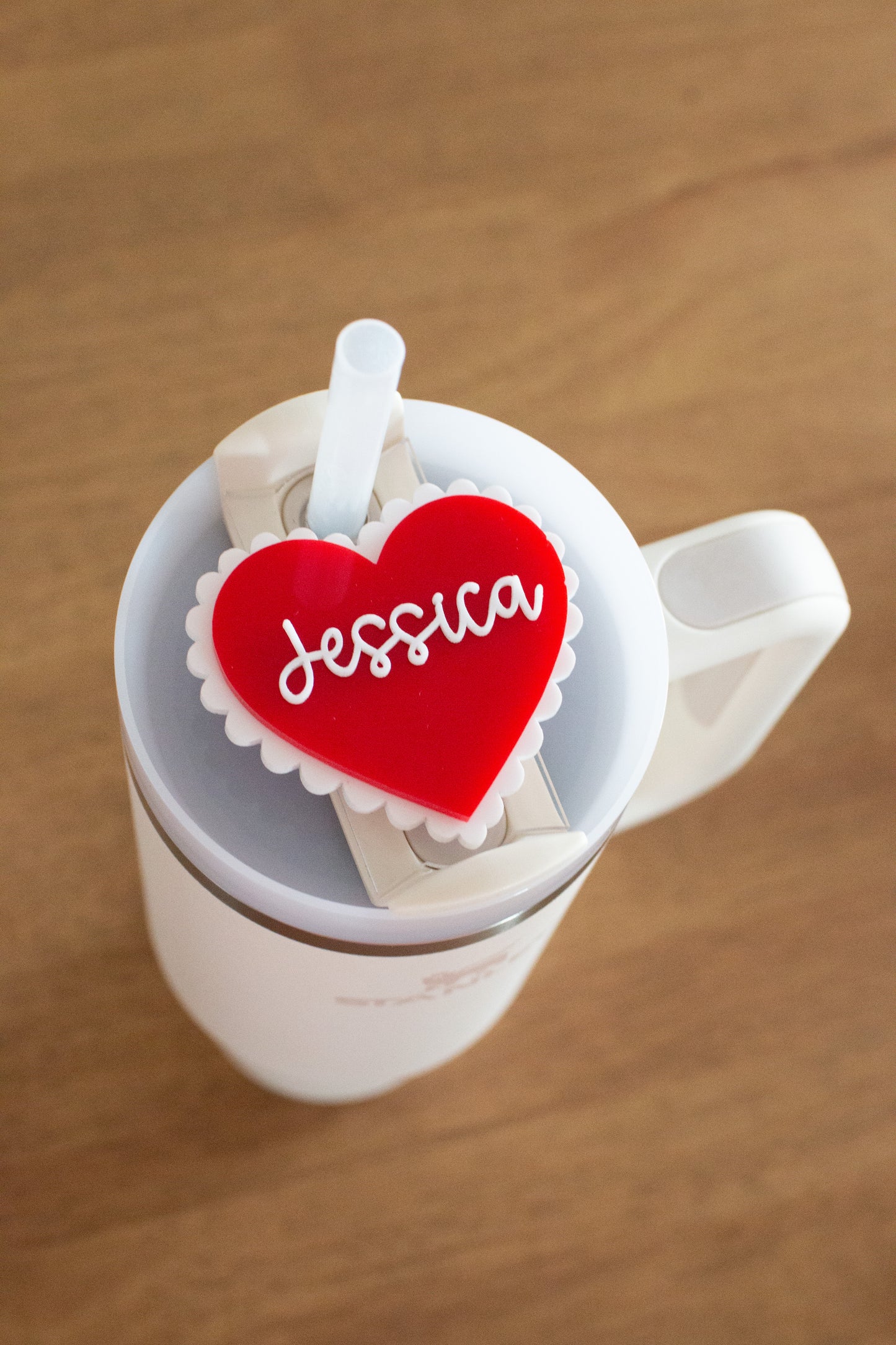 Personalized Scalloped Heart Lid Topper with Name
