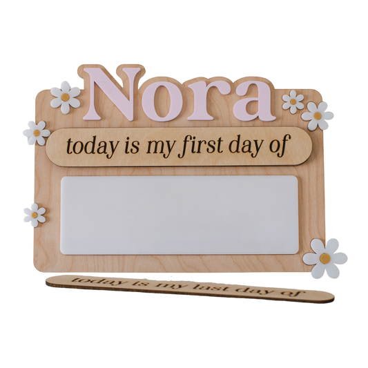 Personalized First Day of School Sign with Daisies