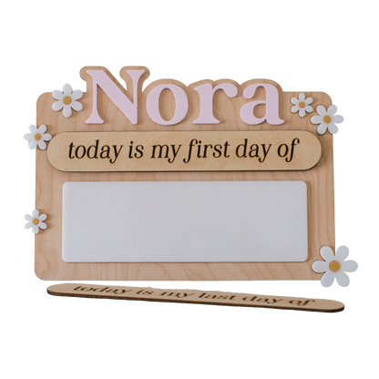 Personalized First Day of School Sign with Daisies